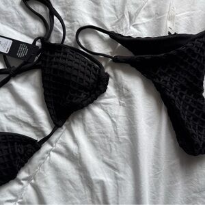 Fashion Nova Textured Black Bikini Set